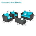 thumbnail image 2 of Gymax 4PC Rattan Patio Furniture Set Outdoor Wicker With Turquoise Cushion, 2 of 8