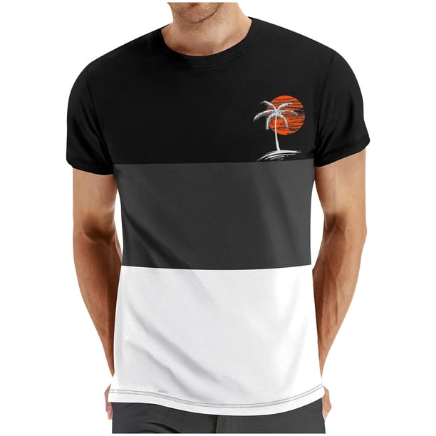 Mens Casual Pantalones Cortos Cuello Redondo Patchwork Impresión Suéter Blusa de Fitness, Camisetas para Hombre