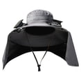 thumbnail image 3 of Wide Brim Solar Fan Hat, Fishing Hat with 2 Solar Fan, Fan Hat with Rechargeable Battery, ,UPF53+ Sun Hat with Neck Flap,Outdoor Sun Hats, Fishing & Beach Hat,Hiking, 3 of 7