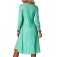 thumbnail image 5 of YuXingFu 100% Cotton Dresses Maxi Crew Neck Plus Size Womens Dress Long Sleeve Pleated Long Casual Summer Green XXL, 5 of 7