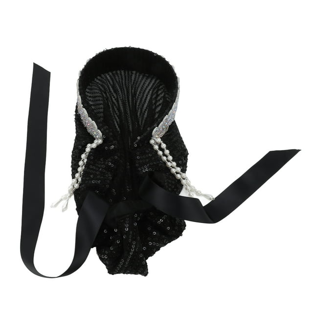 Hijab, Extra Long Wide Rhinestones Hijab Elastic Flexible Polyester Fabric For Daily Wear Black