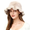 thumbnail image 2 of Outfmvch Hoods for Women Women's Faux Fur Bucket Hats Fluffy Winter Warm Ladie's Unique Wide Brim Fisherman Cap Warm Winter Hats for Women Khaki One Size, 2 of 4