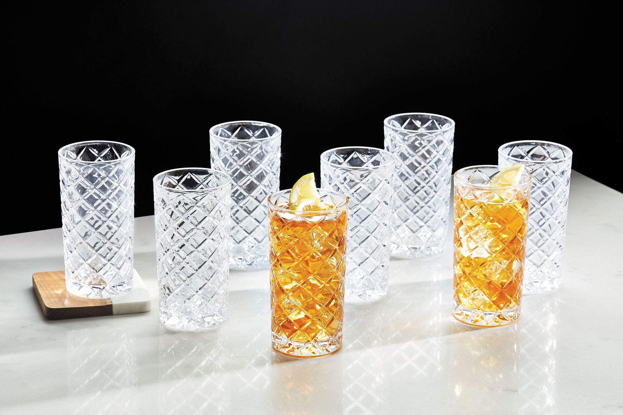 Better Homes & Gardens Diamond Cut Tumbler Drinking Glass, 8 Pack