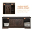 thumbnail image 2 of WAMPAT Farmhouse TV Stand with Sliding Barn Doors, Media Console with 3-Tier Adjustable Shelf for TVs up to 65", Rustic Wood Entertainment Center for Living Room,Rustic Brown, 2 of 6