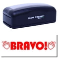 thumbnail image 1 of Large Pre-Inked Bravo with Hands Stamp, Slim 1854, Ultra Slim Design, Impression Size 1-13/16" by 2-1/2", Up to 25,000 Impressions - Red Ink, 1 of 10