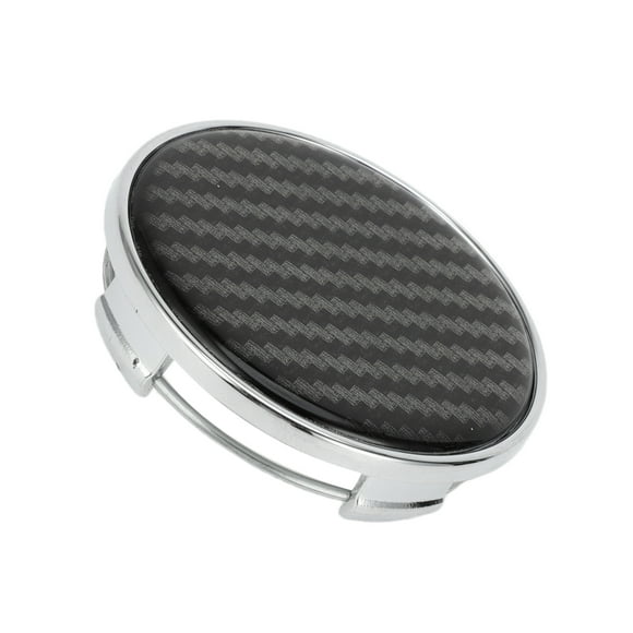 Tapa de centro de rueda Unique Bargains de 65 mm en tono plateado brillante con adhesivo de patrón de fibra de carbono negro