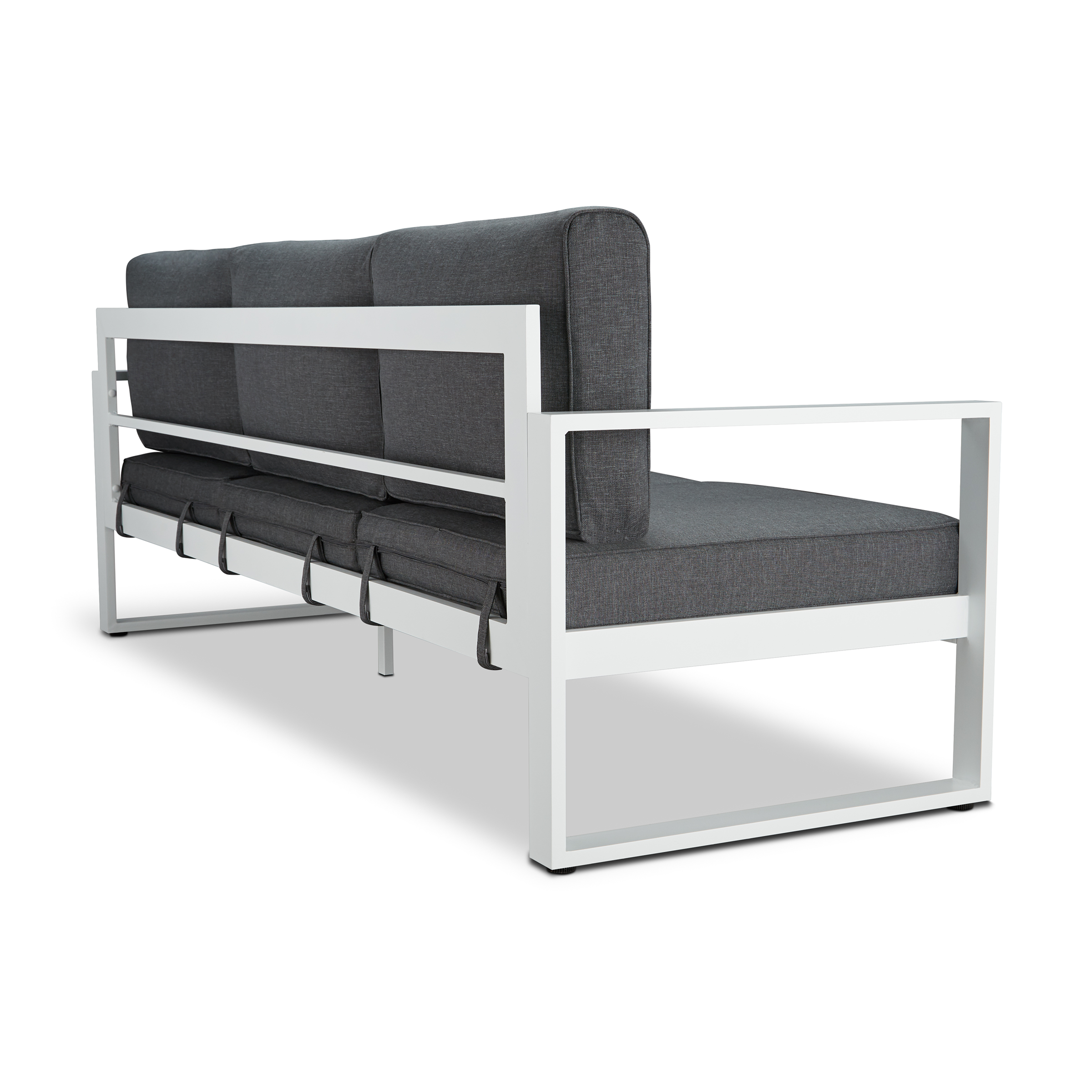 Real Flame 9621 Baltic Outdoor 3 Seat Sofa - White Frame with Gray Cushions