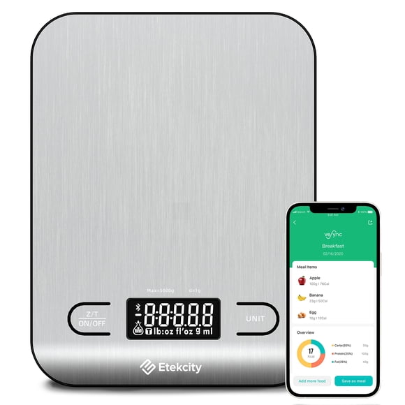 Etekcity Balance de Cuisine Nutritionnelle, Grammes et Onces Numériques pour la Perte de Poids, la Pâtisserie, la Cuisine, le Céto et la Préparation des Repas, Grande, Acier Inoxydable 304