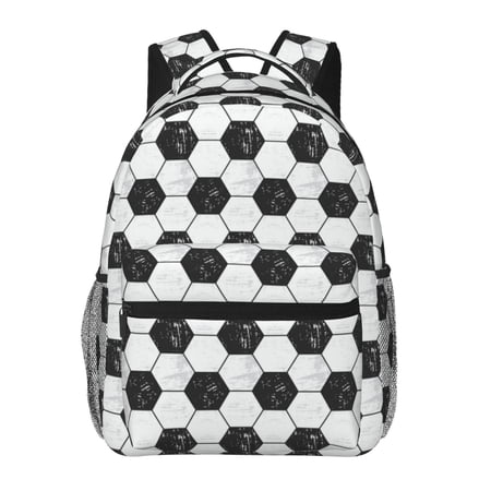 Ratiio Soccer Print Eco-Friendly Casual Backpack, Water-Resistant Polyester Canvas Daypack with Smooth Zippers, Comfortable & Durable Travel Bag with Laptop Compartment