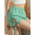 thumbnail image 5 of Women Y2k Bow Tie Shorts Side Split Lace Up Shorts Plaid Lounge Shorts Wide Leg Pajama Shorts, 5 of 8