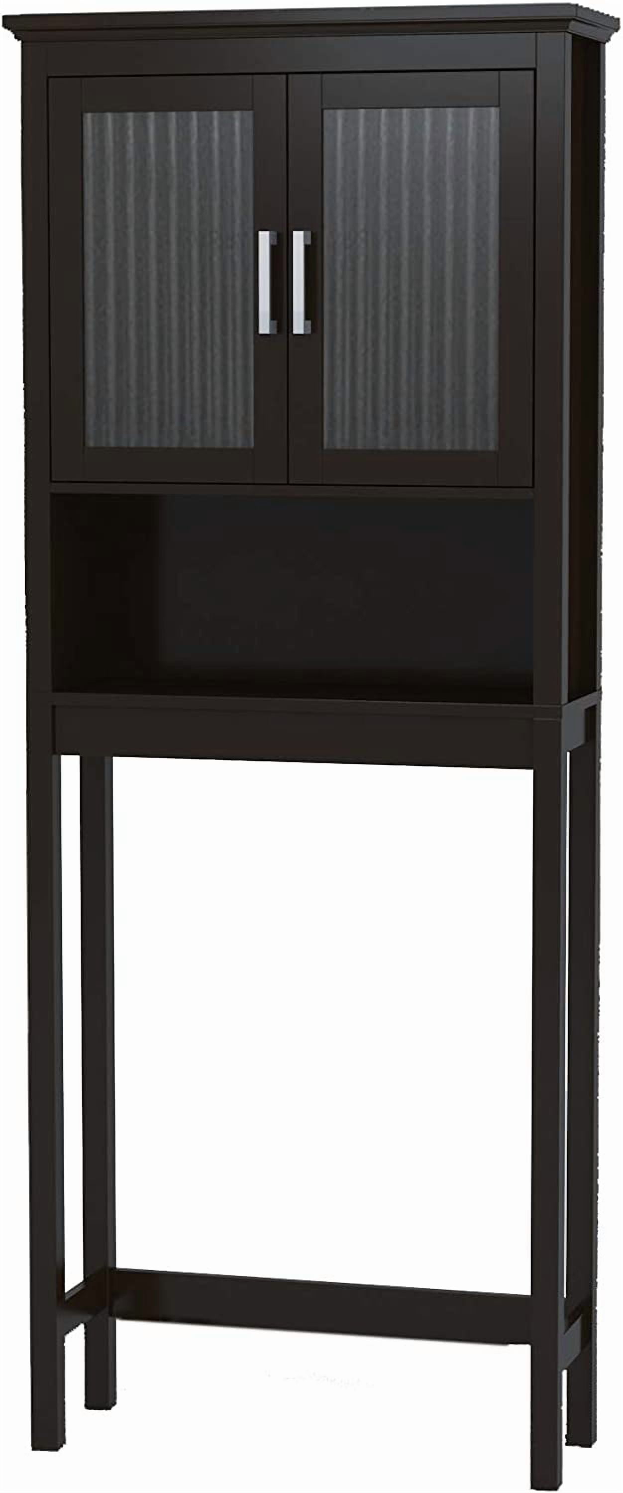 Spirich Bathroom Cabinet Organizer Over The Toilet Shelf with Tempered Glass Door, Espresso