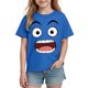 thumbnail image 5 of Blusas y camisas de manga corta con cuello redondo para niños y niñas, color liso, con estampado de expresión linda, manga corta, holgadas y cómodas, blusa para niña, 5 of 6