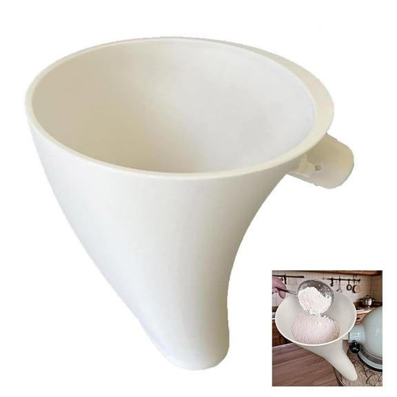 Flour Funnel for Kitchen Aid Mixer, Enables Guided Pouring for Flour and Liquid Ingredients, Mess Free Guided Pouring, Easy to Clean Durable Baking and Cooking Prep Accessory