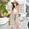 thumbnail image 4 of joogoo Women's Brown Footprints and Bones Beach Cover Up Kimono Swimsuit Summer Cardigan Swimwear S, 4 of 6