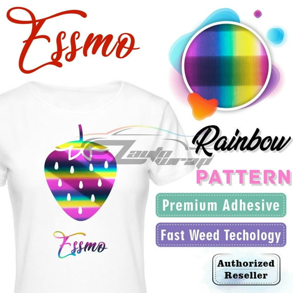 Essmo™ Rainbow Pattern Heat Transfer Vinyl HTV T-Shirt 20" Iron Heat Press SP21 20"x108"