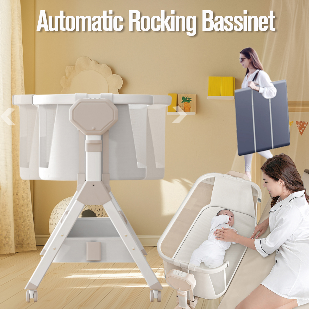 SteAnny Bassinet,Electric Bedside Bassinet,Automatic Rocking Newborn Co-Sleeper, Unisex Travel Cribs(gray)