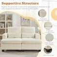 thumbnail image 4 of FFH Double Chaise Lounge Indoor, 61" Oversized Lounge Chair Sleeper Sofa Sectional, Corduroy Loveseat with Lumbar Pillows and Adjustable Backrests, White, 4 of 16