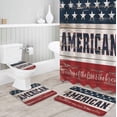 thumbnail image 3 of FMSHPON America Flag Stars 4 Piece Bathroom Set Shower Curtain Bath Rug Contour Mat and Toilet Lid Cover, 3 of 7