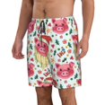 thumbnail image 2 of Cauagu Christmas Cute Pigs Print Men's Swim Trunks,Hawaiian Bathing Suit Swimsuits Beach Shorts with Pockets for Men Quick Dry Swimming Board Shorts-X-Large, 2 of 6