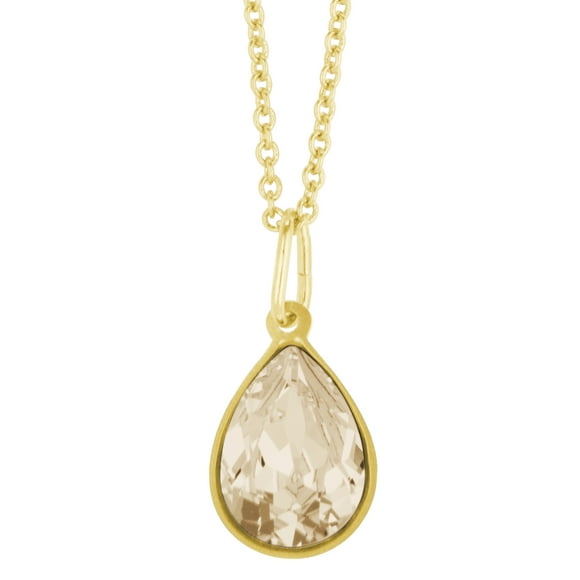 Collar para Mujer con Cristal Fino Europeo en forma de Gota– Bañado en Oro 14k- Collar Elegante y Brillante-Collares de Mujer de Moda- Joyería para Mujer de Moda- Regalo especial Ortiz Espinosa Temporada
