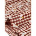 thumbnail image 6 of INSPIRE CHIC Women's Floral Plaid Print Top Puff Long Sleeve Ruffle Peter Pan Collar Blouse S Red, 6 of 6