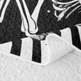 thumbnail image 5 of Erosebridal Spooky Skeleton Couple Twin Quilt Set, Boho Moon Star Rose Floral Twin Coverlet Set for Boys Girls, Black White, 2pcs 1 Bedspread and 1 Pillowcase, 5 of 7