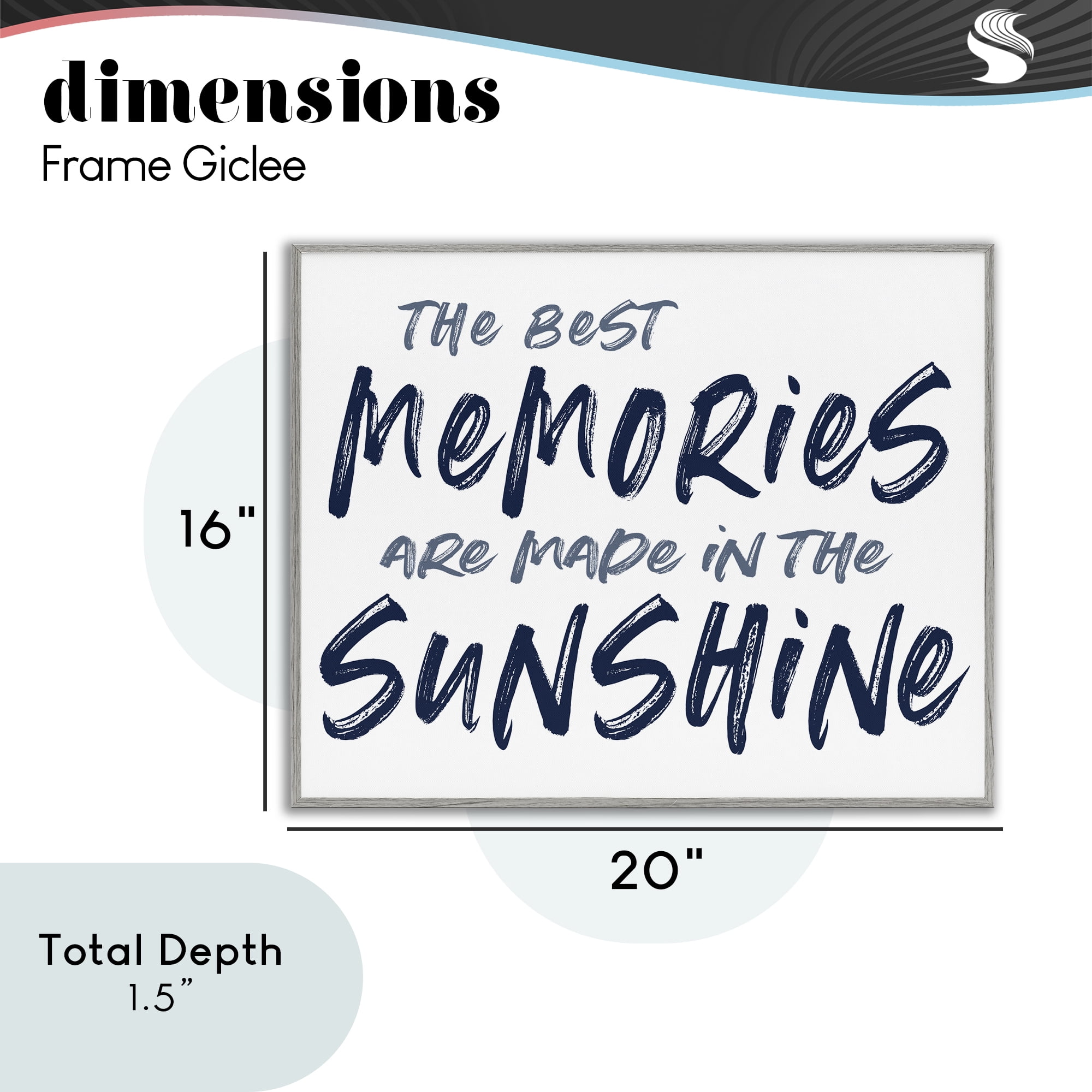 Memories Made In Sunshine Gray Framed Giclee Art, design by Lettered and Lined