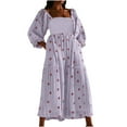 thumbnail image 2 of Njagoc3 Womens Short Sleeve Square Neck A - Line Midi Dress, Printed, Casual Daily & Picnic Outfit, 2 of 6