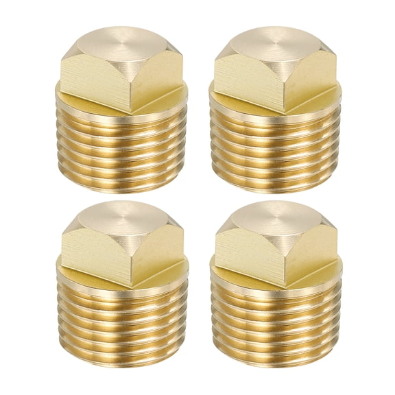 Uxcell 1/2 Inch NPT Boat Drain Plug, Solid Brass Drain Plugs for Kayak Fits Most Boats, Gold Tone 4 Pcs