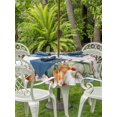 thumbnail image 2 of Outdoor Tablecloth with Umbrella Hole and Zipper, Green Orange Pumpkins Fall Round Table Cloth 60 Inch Waterproof Tablecloth, Botanical Thanksgiving Vintage Picnic Table Cover for Patio Camping, 2 of 7