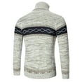 thumbnail image 3 of jsaierl Sweaters for Men Knit Turtle Neck Striped Print Top Long Sleeve Retro Fall and Winter Pullover Sweater, 3 of 3