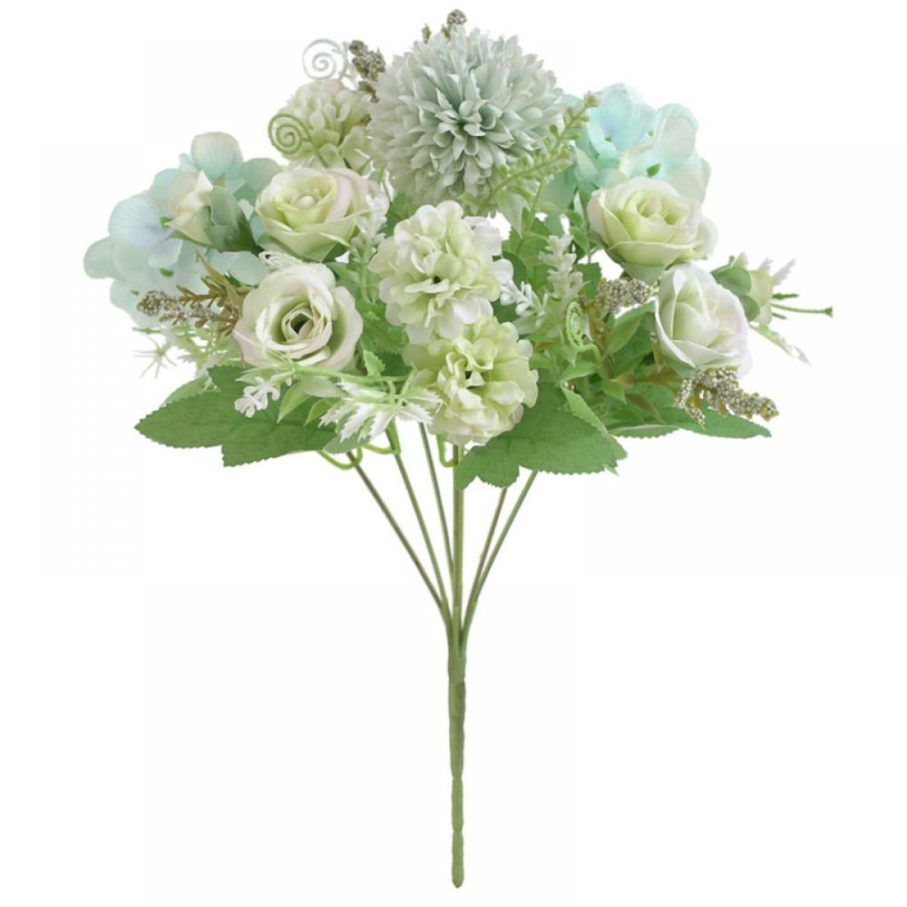 6 Dahlia Flowers SAGE GREEN Silk Flower Bush Wedding Bridal Bouquet Centerpiece 
