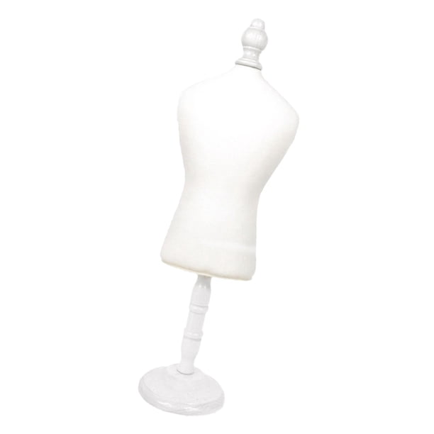 Bonito soporte para exhibición de muñecas, maniquí con base redonda de madera en miniatura. blanco