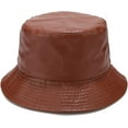 thumbnail image 2 of CoCopeaunts Leather Bucket Hat Casual Outdoor Cool Sunscreen Fisherman Hats Street Activities Hiking Fishing Folding Bucket Cap, 2 of 8