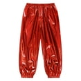 thumbnail image 5 of Xnihocha Kids Girls Boys Trousers Metallic Sparkle Hip Hop Jazz Modern Dance Pants Loose Fit Streetwear Red 140, 5 of 7