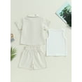 thumbnail image 4 of Bagilaanoe 3pcs Little Girl Short Pants Set Sleeveless Tank Tops + Short Sleeve Shirt + Shorts 3T 4T 5T 6T 7T 8T Kids Casual Summer Outfits, 4 of 8