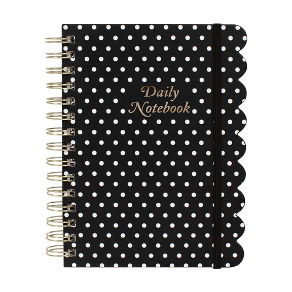 pastel by Fringe Studio Black and White Dots Hardcover Spiral Journal, , Scalloped Edge, 6"x8", 240 Pages