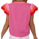 thumbnail image 3 of Suéter Ligero de Punto Holgado con Cuello Redondo Informal de Corta de Verano para Mujer. Rosa Roja M, 3 of 7