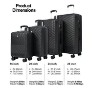 Travelhouse 4 Piece Hardshell Luggage Set Hardside Lightweight Suitcase with TSA Lock Spinner Wheels.(Black)