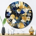 thumbnail image 3 of Designart "Captivating Abstract Pattern with Blue & Golden Textures XXI" Modern Geometric Oversized Wall Clock, 3 of 5