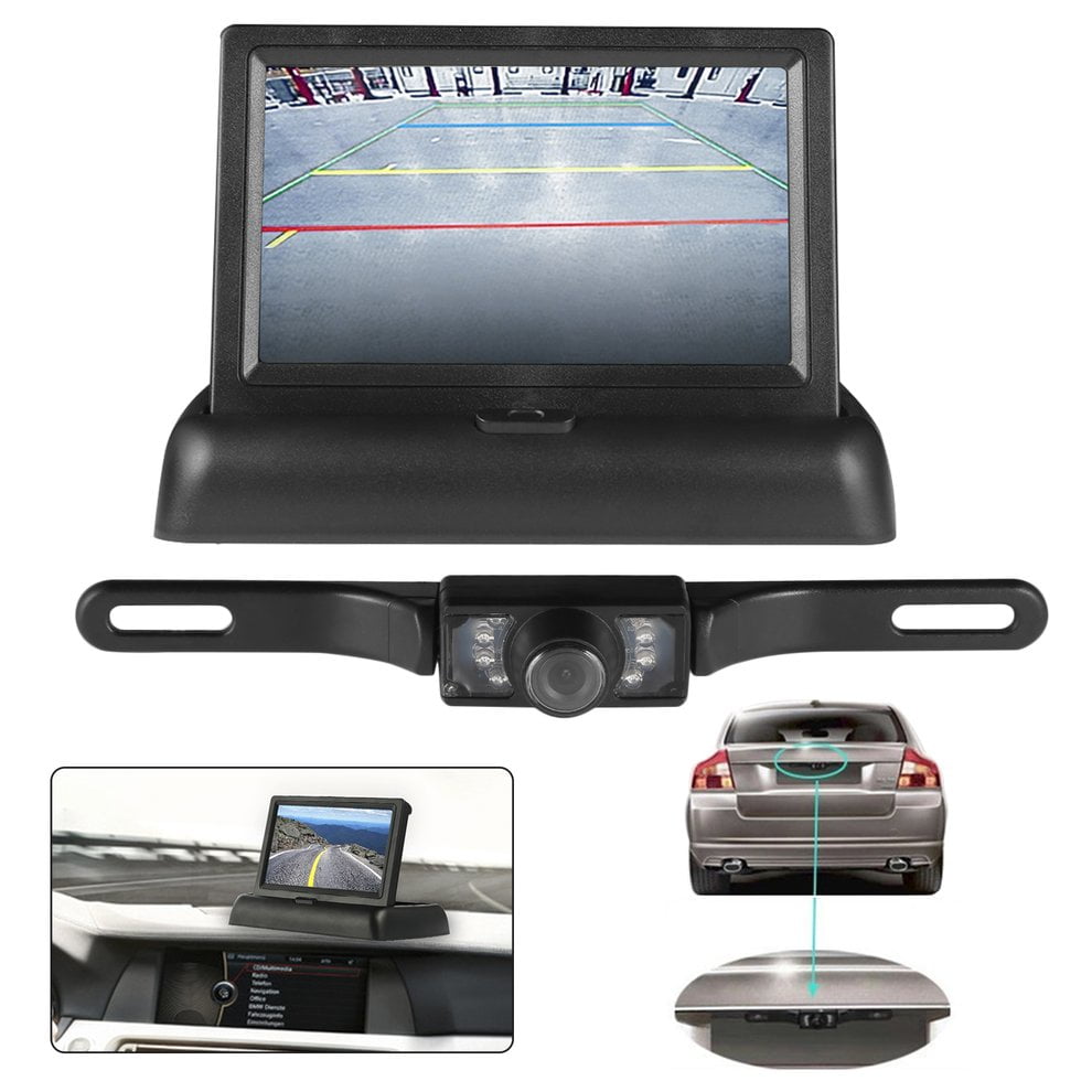 Rear View Backup Camera and 4.3 LCD Rear View Mirror Monitor Kit For