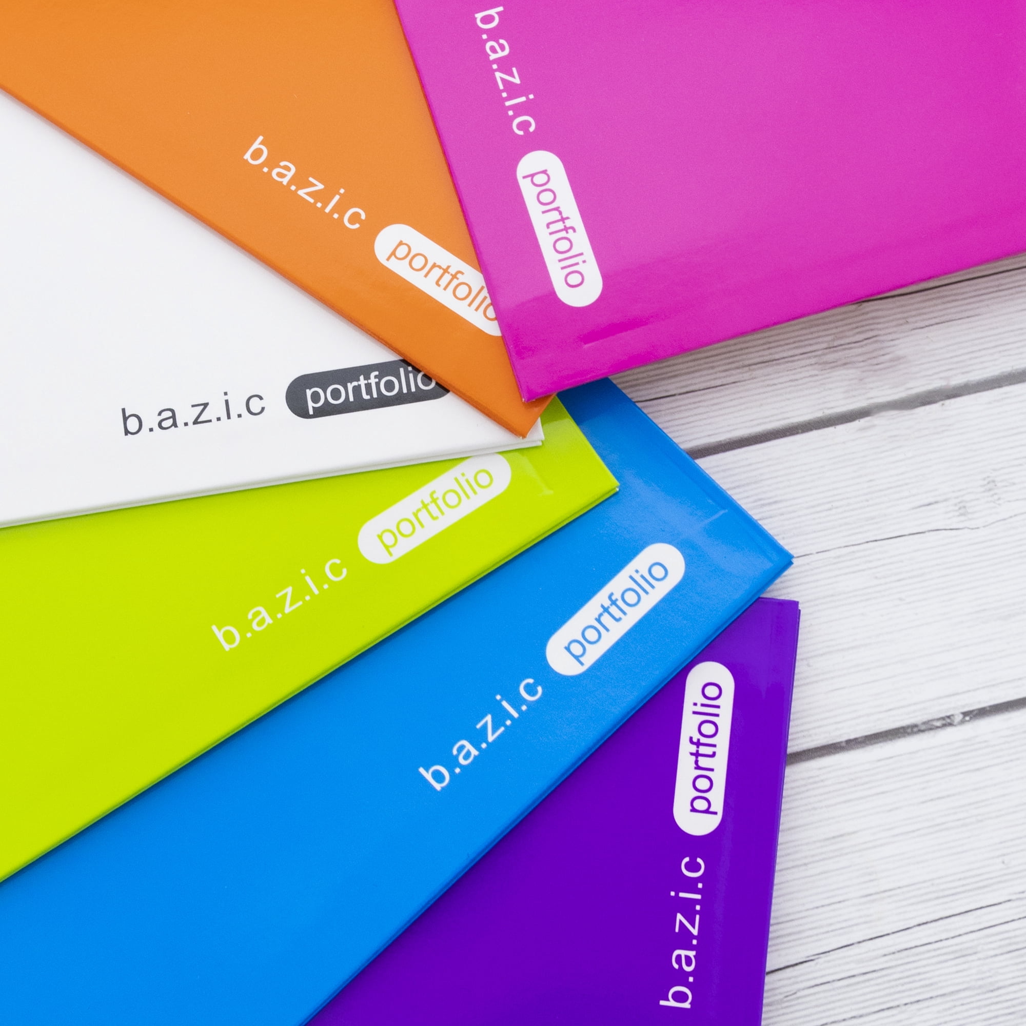 BAZIC 2 Pockets Paper Folder, Laminated Portfolio 3 Hole Punched, 48-Pack