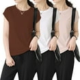 thumbnail image 2 of Yubnlvae 3-Pack Modal Basic Tees - Women's Soft Crew Neck Short Sleeve Shirts (Breathable Everyday Wear | Lightweight Comfort) (J | L), 2 of 9