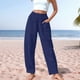 thumbnail image 1 of WILLBEST Pantalones Casuales de Cintura Alta para Mujer, Cómodos, Holgados, elegantes, para Uso Diario, Primavera y Verano, con Lazo En La Cintura, de Colores Lisos. Extra Grande, 1 of 7