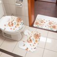 thumbnail image 5 of Peony Butterfly Bathroom Rugs Set Watercolor Rustic Plant Non Slip Absorbent Soft Bath Mats 3 Piece Set with Bathroom Rug, U-Shaped Floor Mat, Toilet Seat Cover Small Size, 5 of 9
