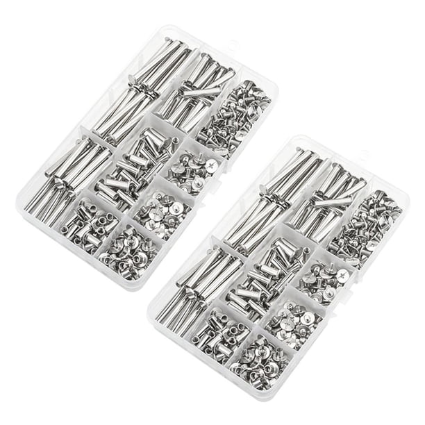 Kit de Surtido de Postes de Tornillos de Fijación de Tornillo Chicago para Manualidades de Encuadernación de DIY (240 Piezas, M5)