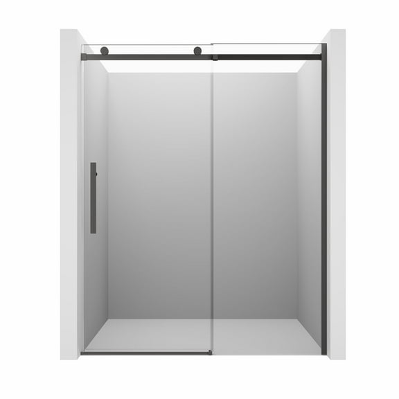 CASAINC 60 in. W x 76 in. H Sliding Frameless Shower Door Matte Black Soft-Closing 3/8 in. Tempered Glass