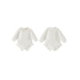 thumbnail image 2 of RUINIXCW Newborn Baby Girl Knit Sweater Romper Baby Girls Spring Fall Winter Clothes 0 3 6 9 12 Months Long Sleeve Ruffle Trim Eyelet Knit Bodysuit Playsuit with Headband, 2 of 9