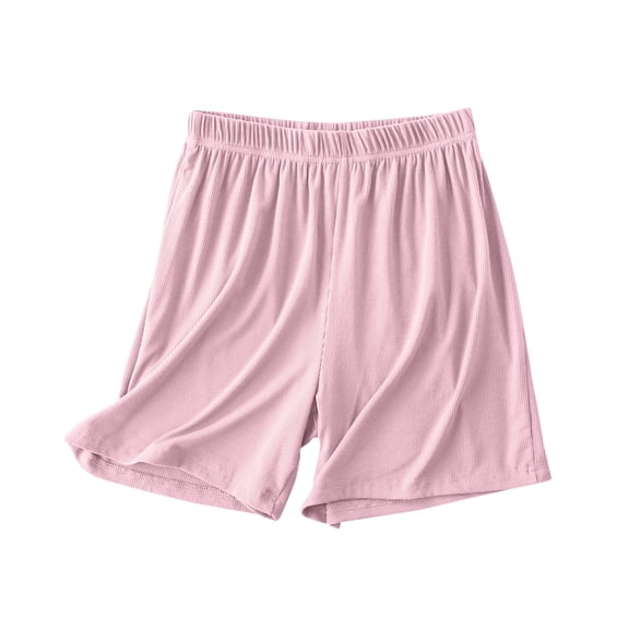 Zpanxa Women's Lightweight Loose Fit Plus Size Shorts Solid Color Knit Ribbed Elastic Waist Lounge Sleep Pajama Shorts Comfortable Casual Athletic Outdoor Wear Breathable Soft