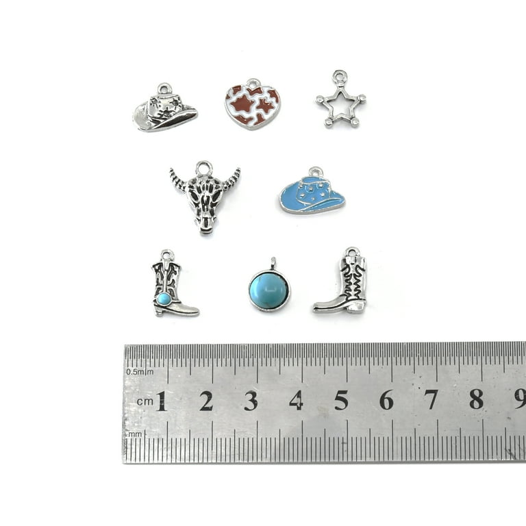 Blue Moon Beads Silver Turquoise Western Charms, Set of